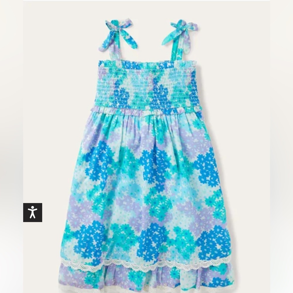 Boden Lace Detail Printed dress. Girls 8-9Y. Moroccan Blue Daisy